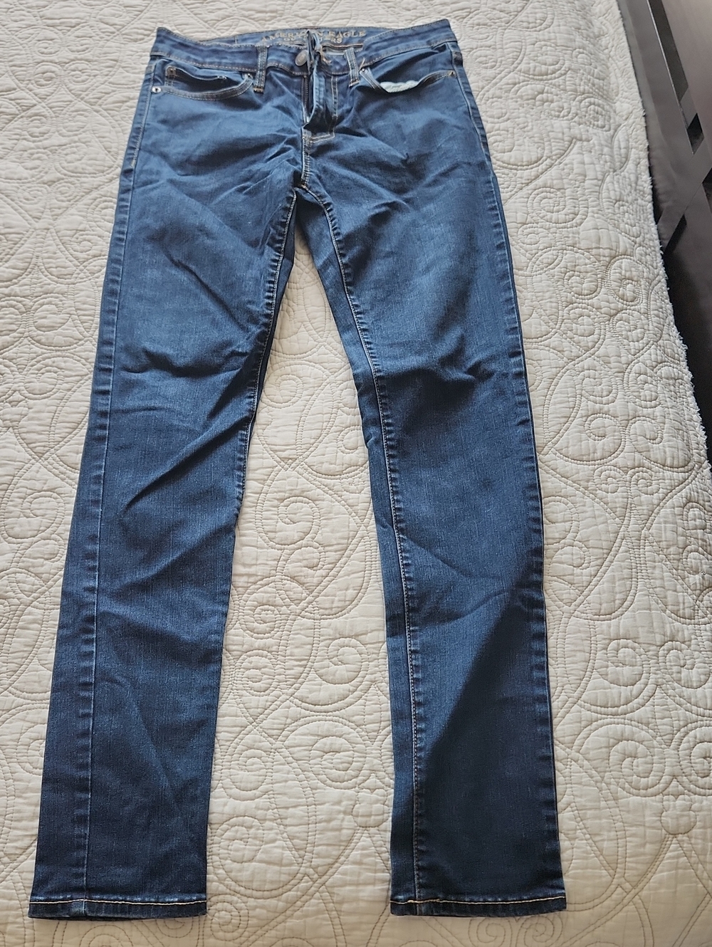 Men's American Eagle Outfitters Super Skinny Jeans in Dark Blue Denim